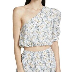 En Saison Women’s Two PC Outfit One Shoulder Floral Cropped Top Sz L Skirt Sz M